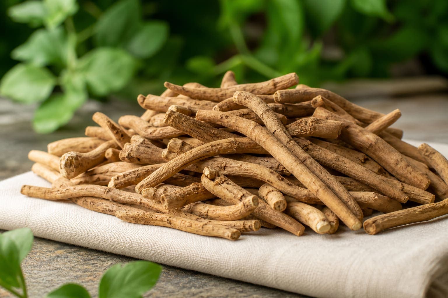 Premium dried Ashwagandha roots arranged for wholesale quality inspection