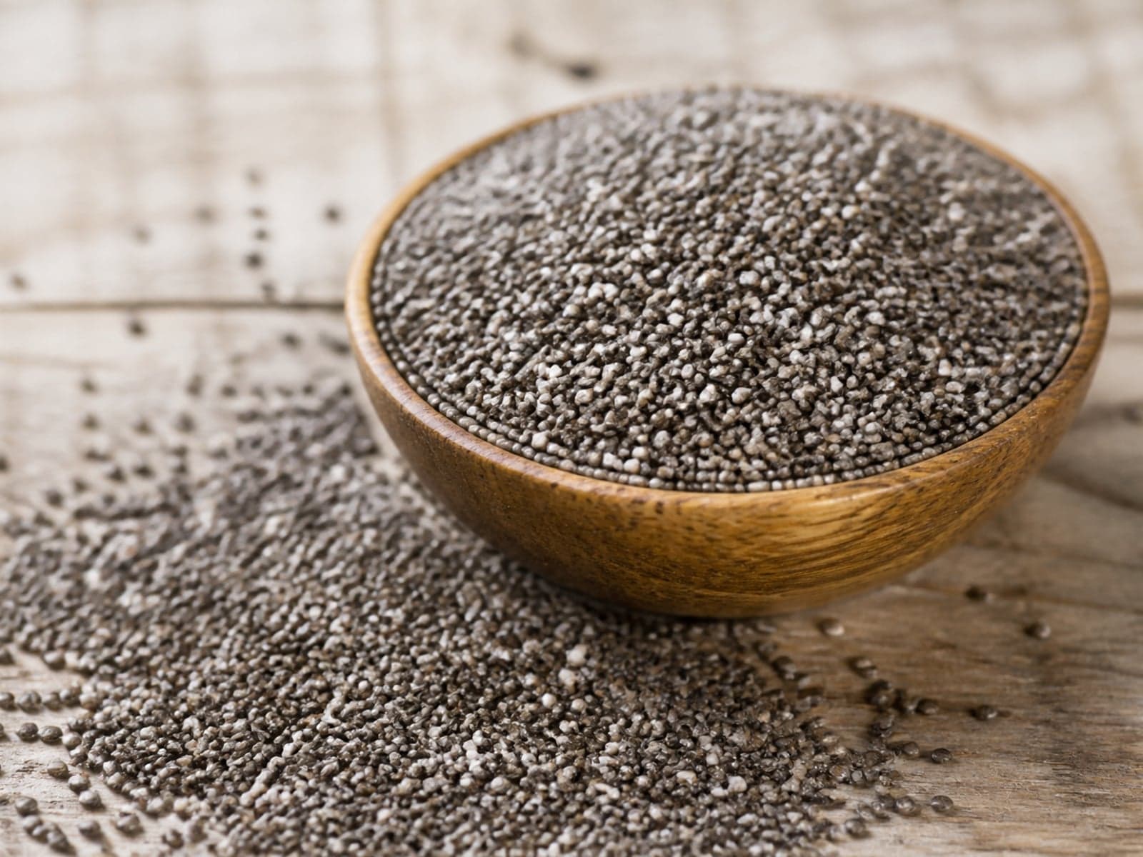 Dry chia seeds in a wholesale-ready presentation