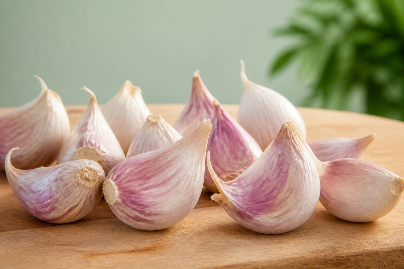 Fresh single clove garlic bulbs displayed for wholesale supply